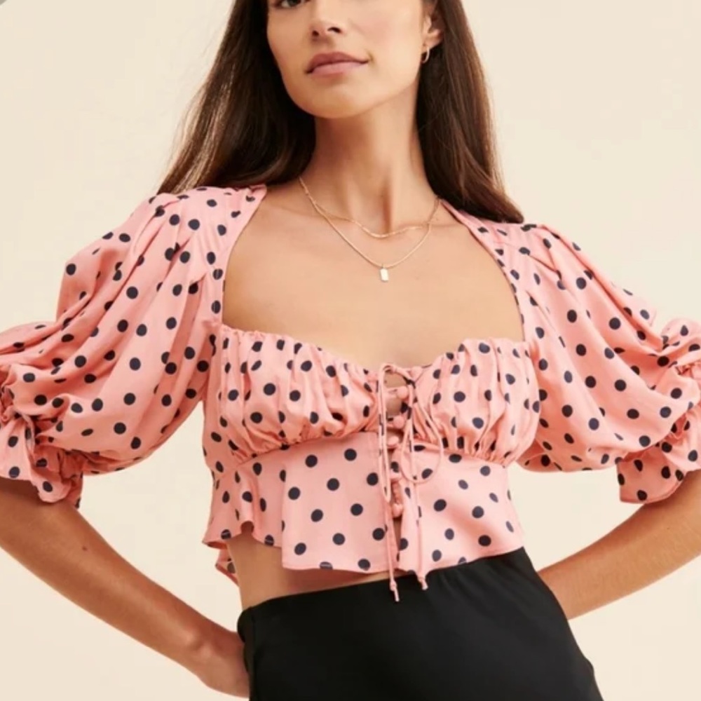 For Love & Lemons cropped long sleeve blouse